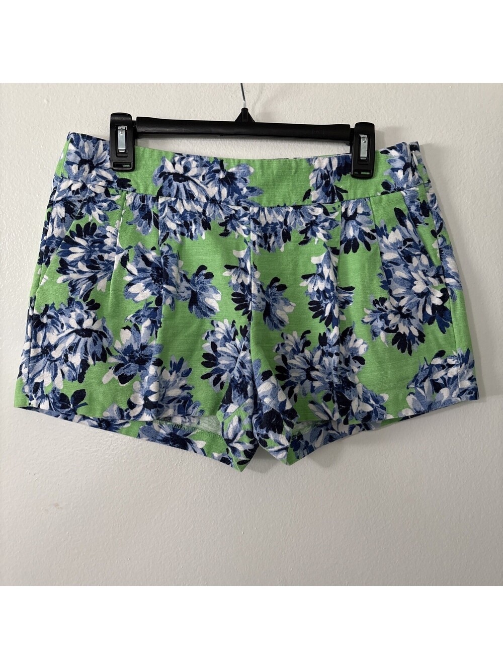 J Crew Shorts Size 8 Womens Blue Green Floral Linen Blend Dressy Resort Travel